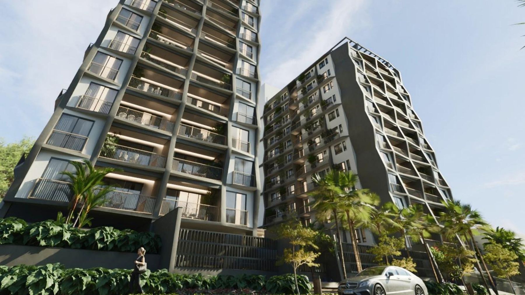 Torres do Vicenzo Residencial, no Cabo Branco, João Pessoa, ao entardecer